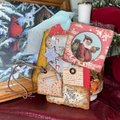 Retro Christmas Pockets , Loaded Junk Journal Pockets, Handmade Journal Supplies, Vintage Scrapbooking Ephemera, Ready to Ship!
