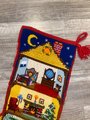 Christmas Stocking, Vintage SUNSET Handmade Finished 1980s CHRISTMAS DOLLHOUSE Needlepoint Holiday Decor
