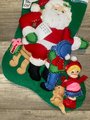Vintage Christmas Stocking, Finished BUCILLA Kit, Handmade A Visit With Santa, Holiday Stockings #82902 Stockings with Name