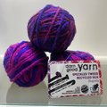 Lot of 3 DARN GOOD YARN Speckled Tweed 'Begonia' Blue Purple Recycled Silk Yarn Medium 55 yards