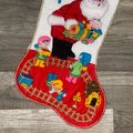 Finished JUMBO Christmas Stocking, Bucilla SANTA TRAIN 20" Embroidered Stockings, Traditional Stockings, Holiday Decor