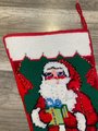 JUMBO Christmas Stocking, New BUCILLA Handmade Needlepoint Santa with Bag 60547 Holiday Stocking Circa 1970's Holiday Decor