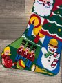 New Christmas Stocking 1970's Vintage HANDMADE Bucilla Painted Needlepoint Stocking 60523 Patchwork Holiday Stocking