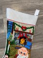 Handmade Christmas Stocking BUCILLA Vintage Finished 1970s "PAINTED" JUMBO Christmas Stocking Holiday Decor 60525