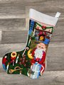 Handmade Christmas Stocking BUCILLA Vintage Finished 1970s "PAINTED" JUMBO Christmas Stocking Holiday Decor 60525