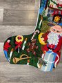 Handmade Christmas Stocking BUCILLA Vintage Finished 1970s "PAINTED" JUMBO Christmas Stocking Holiday Decor 60525