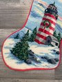 FINISHED Christmas Stocking Vintage NEEDLE TREASURES Holiday Light 06888 Needlepoint Holiday Stocking Lighthouse