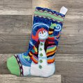 New Christmas Stocking Vintage HANDMADE Dimensions HAPPY SNOWMAN Needlepoint Stocking Holiday Stocking