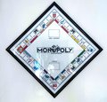 VTG MONOPOLY Cross-Stitch Game Board Framed 1990 Completed Needlepoint Wall Art