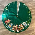 Handmade Vintage Tree Skirt, Finished Bucilla CHRISTMAS VILLAGE Tree Skirt, Table Cover #83980 Handmade Trees Houses Winter Village