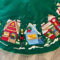 Handmade Vintage Tree Skirt, Finished Bucilla CHRISTMAS VILLAGE Tree Skirt, Table Cover #83980 Handmade Trees Houses Winter Village