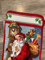 VTG Christmas Stocking, Vintage FINISHED Dimensions 1987 Christmas Eve Santa Claus HANDMADE Linda Gillum Design Holiday Stocking