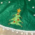Vintage 1970s Tree Skirt, Handmade Bucilla NOEL Tree Skirt 2817, Table Cover Handmade Santa Snowman Holiday Decor