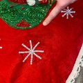 Handmade Vintage Tree Skirt, Finished Bucilla Santa Ornaments Tree Skirt 1635, Table Cover UNCUT Handmade Decorations Snowflakes