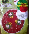 Handmade Vintage Tree Skirt, Finished Bucilla Santa Ornaments Tree Skirt 1635, Table Cover UNCUT Handmade Decorations Snowflakes