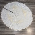 Handmade Vintage Tree Skirt, Finished Edna Looney Christmas Bells Ornaments Tree Skirt, Table Cover Handmade Decorations Silver Bells