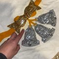 Handmade Vintage Tree Skirt, Finished Edna Looney Christmas Bells Ornaments Tree Skirt, Table Cover Handmade Decorations Silver Bells