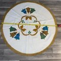 Vintage Christmas Tree Skirt BUCILLA Holiday Bells 2829 Finished Table Cover Circa 1960's Holiday Home Decor Retro Christmas Decor