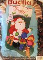 Vintage Christmas Stocking, Finished BUCILLA Kit, Handmade A Visit With Santa, Holiday Stockings #82902 Stockings with Name