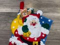 Christmas Stocking Handmade Bucilla SANTA DOWN The CHIMNEY Finished Bucilla Kit Festive Holiday Fireplace Mantle Wall Door Decoration