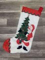 Custom Christmas Stocking, JUMBO Felt Handmade Paragon Santa Brings The Tree Finished Faux Fur Holiday Stocking Retro 1978 Santa Claus Decor