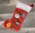 Custom Christmas Stocking, BUCILLA Crewel Handmade Yuletide Ornaments 2313 Finished Holiday Stocking Retro Santa Claus Decor