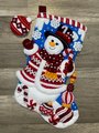 NEW Bucilla Christmas Stockings Handmade PEPPERMINT SNOWMAN 89610E Embroidered Stocking Christmas Gift Fireplace Mantle Wall Door Decoration