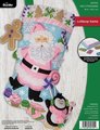 NEW! Handmade Christmas Stocking BUCILLA Lollipop Santa, #89705E Felt Santa Stocking, Embroidered Stockings
