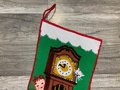 Handmade Christmas Stocking, Vintage Bucilla Finished Kit Grandfather Clock Needlepoint Painted Christmas Decor Santa Fireplace Decor