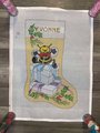 New Vintage Christmas Stocking Canvas Happy Bumblebee on Gifts Handpainted Needlepoint Canvas Holiday Decor