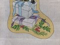 New Vintage Christmas Stocking Canvas Happy Bumblebee on Gifts Handpainted Needlepoint Canvas Holiday Decor