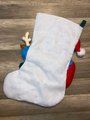 Finished JUMBO BUCILLA Santa & Reindeer Handmade Christmas Stocking From Kit #86897E Vintage Christmas Decor Santa Claus Retro