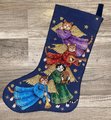 New Christmas Stocking Counted Cross Stitch ANGEL KITTY Needlepoint Holiday Stocking Holiday Decor