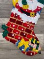 Christmas Stocking Handmade Bucilla SANTA DOWN The CHIMNEY Finished Bucilla Kit Festive Holiday Fireplace Mantle Wall Door Decoration