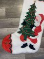 Custom Christmas Stocking, JUMBO Felt Handmade Paragon Santa Brings The Tree Finished Faux Fur Holiday Stocking Retro 1978 Santa Claus Decor