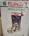 Christmas Stocking New Finished Handmade SUNSET 1970s Our Snowman 6022 Needlepoint Holiday Stocking Holiday Decor