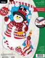 NEW Bucilla Christmas Stockings Handmade PEPPERMINT SNOWMAN 89610E Embroidered Stocking Christmas Gift Fireplace Mantle Wall Door Decoration