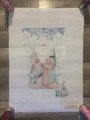New Vintage AMANDA LAWFORD Handpainted Needlepoint Stocking Canvas Holiday Embroidery Old World Santa Claus Trees Rabbit
