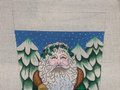 New Vintage AMANDA LAWFORD Handpainted Needlepoint Stocking Canvas Holiday Embroidery Old World Santa Claus Trees Rabbit