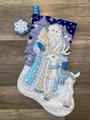 Custom Christmas Stockings Winter Wonderland Santa Claus & Reindeer Handmade Finished Bucilla Stocking