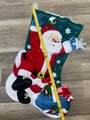 Christmas Stocking JUMBO Jolly Santa Handmade Christmas Stocking From Kit #84380 Vintage Christmas Decor Santa Claus Retro
