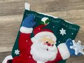 Christmas Stocking JUMBO Jolly Santa Handmade Christmas Stocking From Kit #84380 Vintage Christmas Decor Santa Claus Retro