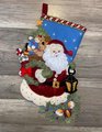 New Handmade Stocking | Bucilla Christmas Joy #86019 | Completed Embroidered Custom Holiday Stocking | Stockings with Name