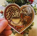 Glitter Coffee Heart Sticker | Coffee Sticker For Phone | Coffee Sticker For Laptop | Gift for Coffee Lovers | Waterproof Sticker Coffee
