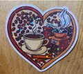Glitter Coffee Heart Sticker | Coffee Sticker For Phone | Coffee Sticker For Laptop | Gift for Coffee Lovers | Waterproof Sticker Coffee