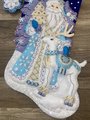 Custom Christmas Stockings Winter Wonderland Santa Claus & Reindeer Handmade Finished Bucilla Stocking