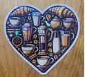 Hologram Dark Coffee Heart Sticker | Coffee Sticker Laptop | Coffee Sticker For Laptop | Gift for Coffee Lovers | Waterproof Sticker Coffee