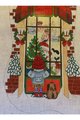 New Christmas Stocking Canvas Vintage STRICTLY CHRISTMAS Boy in Window Handpainted Holiday Stocking