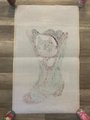 Vintage Susan Roberts Christmas Stocking New Handpainted CAT Needlepoint Canvas C-114 Holiday Stockings