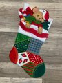 New Christmas Stocking, Finished BUCILLA Kit, Handmade PATCHWORK TEDDY, Bear Holiday Stockings #83657 Stockings with Name